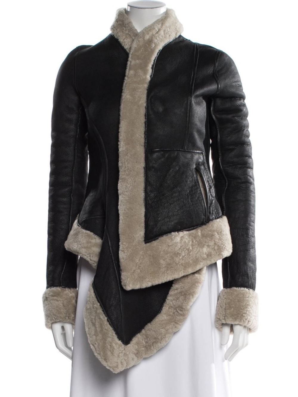 Rick Owens Asymmetric Lamb Fur Shearling Jacket